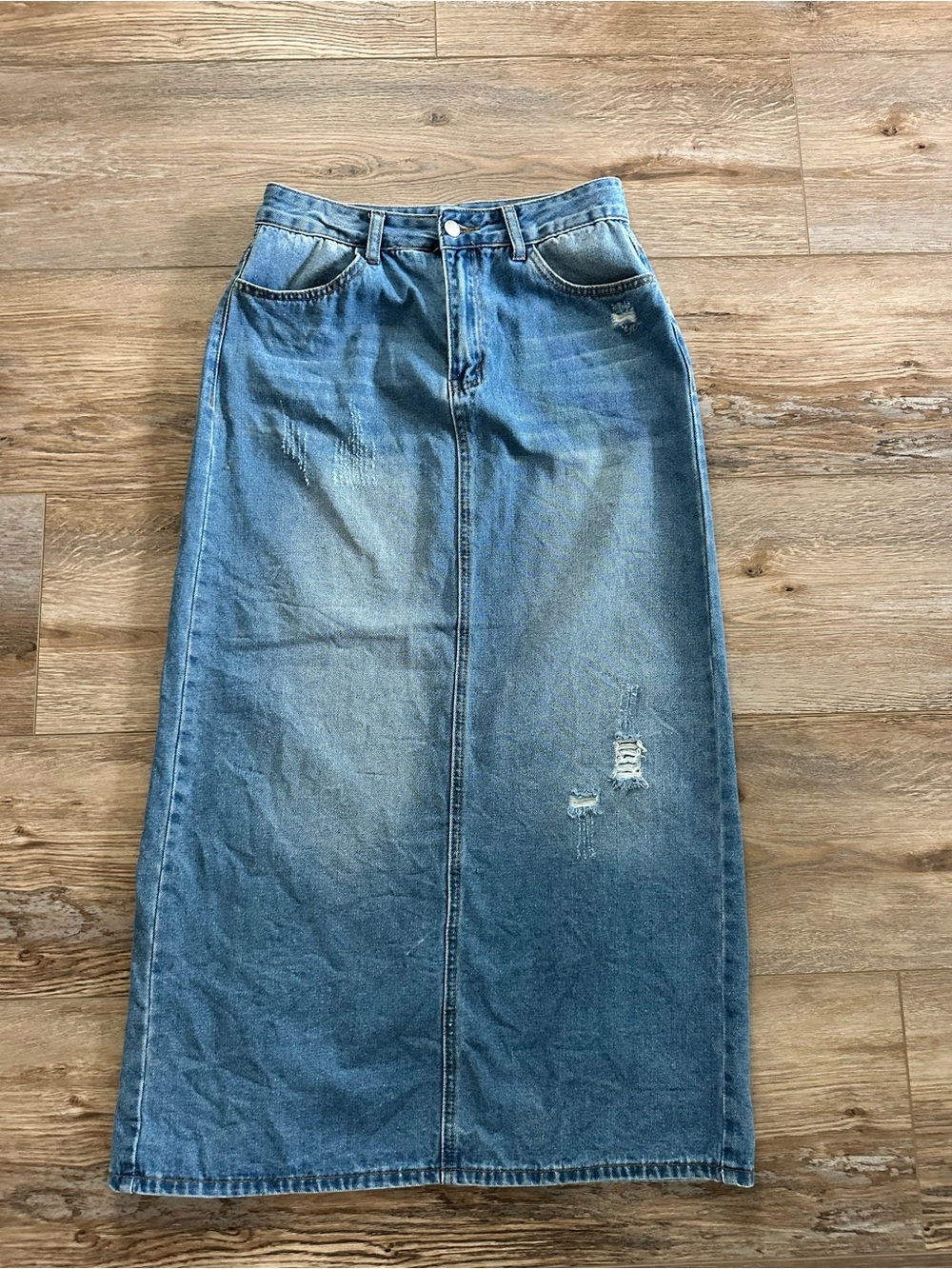 Women's Blue Denim Maxi Skirt